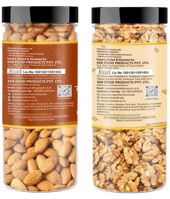 YUM YUM Dry Fruits Combo Pack 300gm Almonds & Walnut Kernels- Badam & Akhrot Giri (150g x 2)