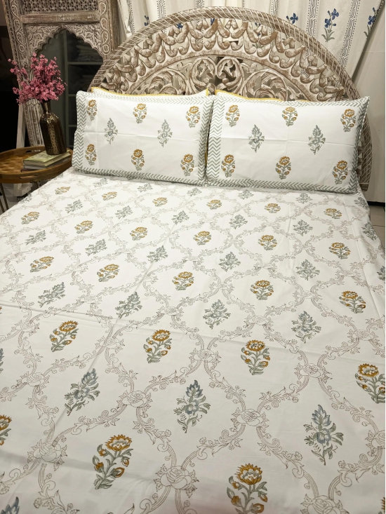 Hand Block Cotton Bedsheet | Daydream Bedsheet-Super King