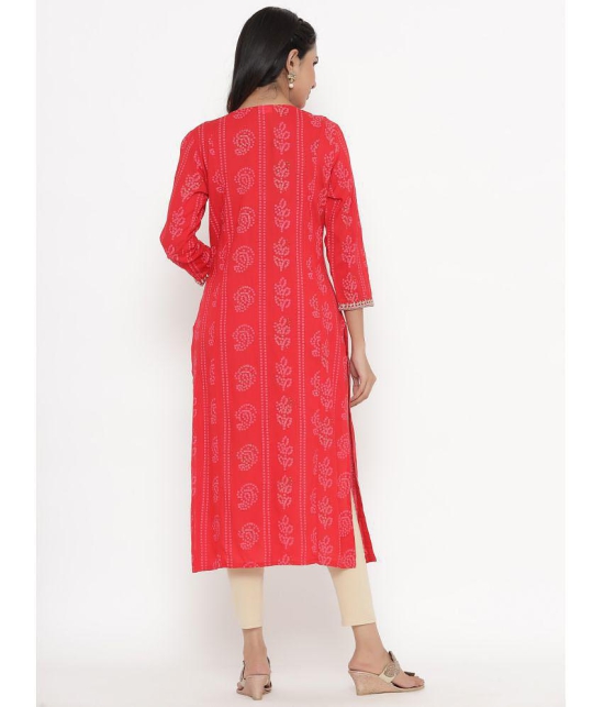 KIPEK - Red Rayon Women's Straight Kurti ( Pack of 1 ) - None