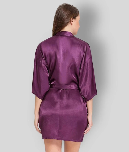 Celosia - Purple Satin Womens Nightwear Robes - S