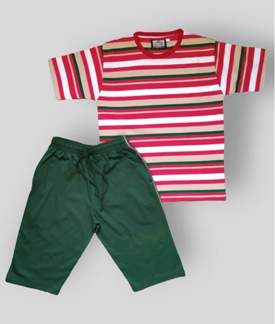 Neo Garments - Red Cotton Boys T-Shirt & Shorts ( Pack of 1 ) - None