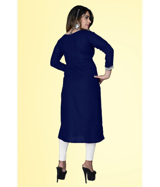 haya fashion - Navy Rayon Women's Straight Kurti ( Pack of 1 ) - None