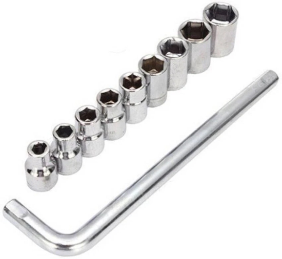 Aiwa TM Plastic Socket Wrench Set (Grey, 10-Pieces)