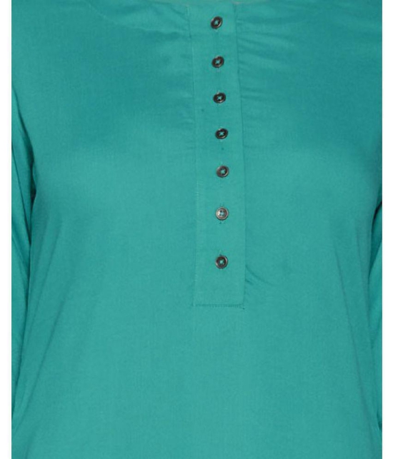 Pistaa - Turquoise Viscose Women''s Asymmetrical Kurti ( Pack of 1 ) - None