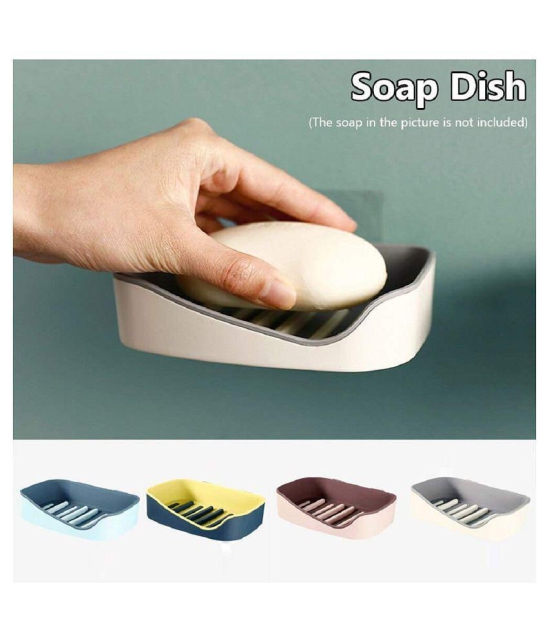 ABS Plastic Adhesive Waterproof Kitchen, Bathroom Soap Dish Soap Holder (Pack of 2)