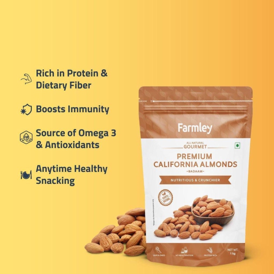 Farmley Premium Dry Fruits Combo Pack Almond 1 Kg & Cashew 1 Kg Total 2 Kg | Sources of Protein And Fiber Almond Cashew Combo