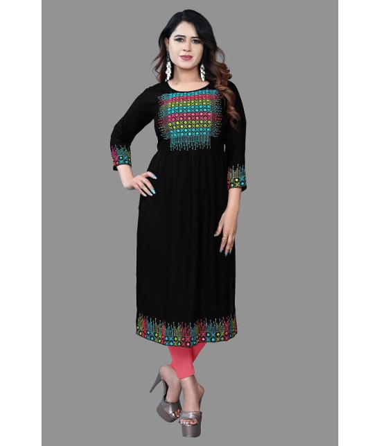 HAYA - Black Rayon Women''s Straight Kurti ( Pack of 1 ) - None