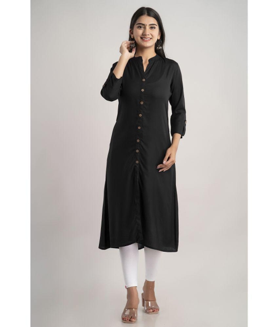 MAUKA - Black Rayon Women''s A-line Kurti ( Pack of 1 ) - None