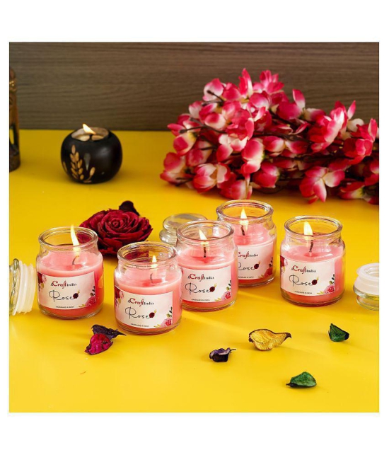 eCraftIndia Rose Votive Jar Candle Scented - Pack of 5