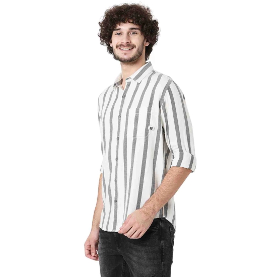 Black & Grey Awning Stripe Slim Fit Casual Shirt