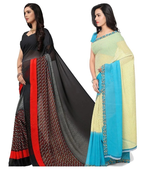 ANAND SAREES - Multicolor Georgette Saree With Blouse Piece (Pack of 2)