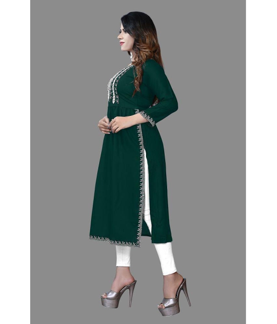 haya fashion - Green Rayon Women's Straight Kurti ( Pack of 1 ) - None