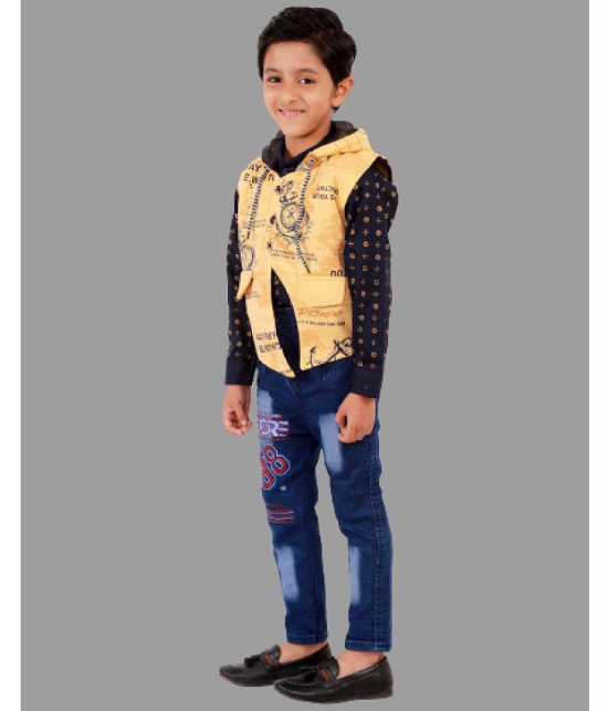 DKGF Fashion - Yellow Cotton Blend Boys Shirt & Jeans ( Pack of 1 ) - None