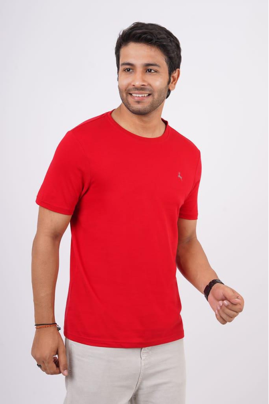 Men's Tango Red Pima Cotton Crew Neck with Logo