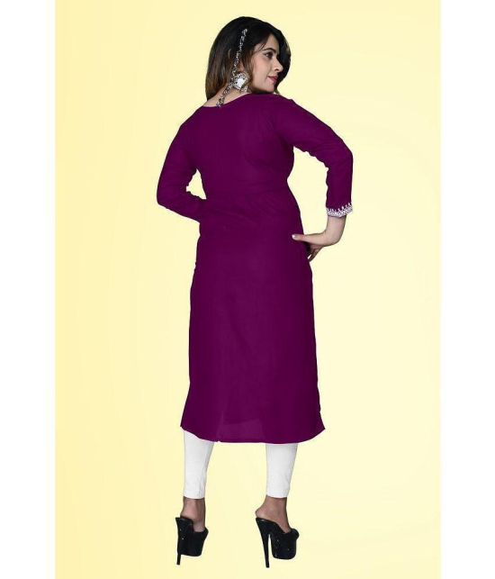 haya fashion - Magenta Rayon Women's Straight Kurti ( Pack of 1 ) - None