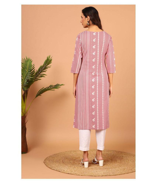 Janasya - Pink Cotton Womens Straight Kurti ( Pack of 1 ) - S