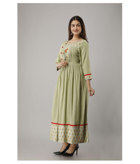 Frionkandy Green Rayon Anarkali Kurti - L