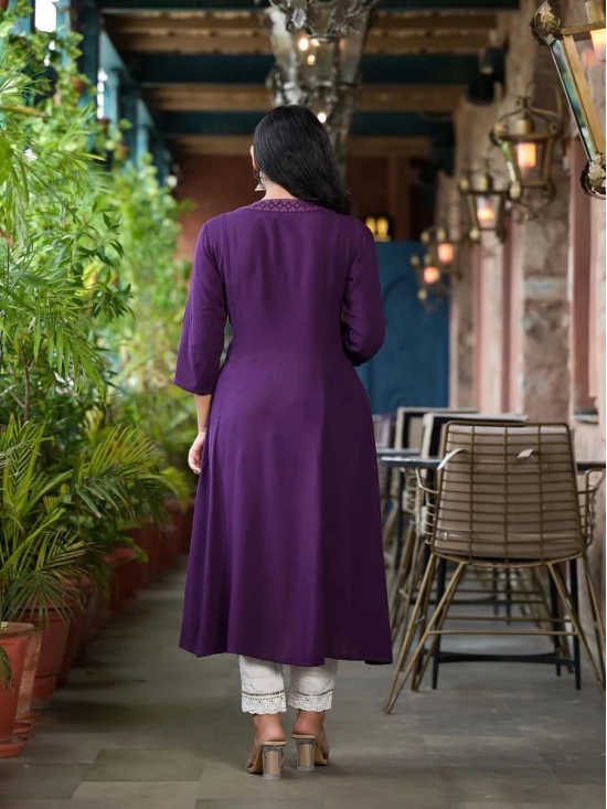 Juniper Rayon Solid Flared Womens Kurti - PURPLE ( Pack of 1 ) - None