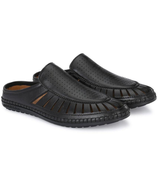 ShoeRise - Black Men's Toe covered Flip Flop - None