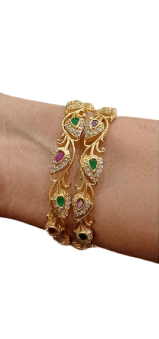 Gold Plated Leaf Design Bangle Set (pack of 2)