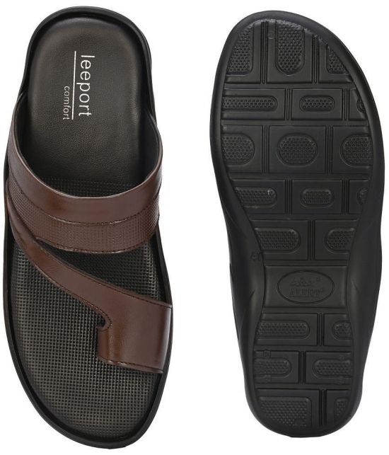 Leeport - Brown Mens Leather Slipper - None