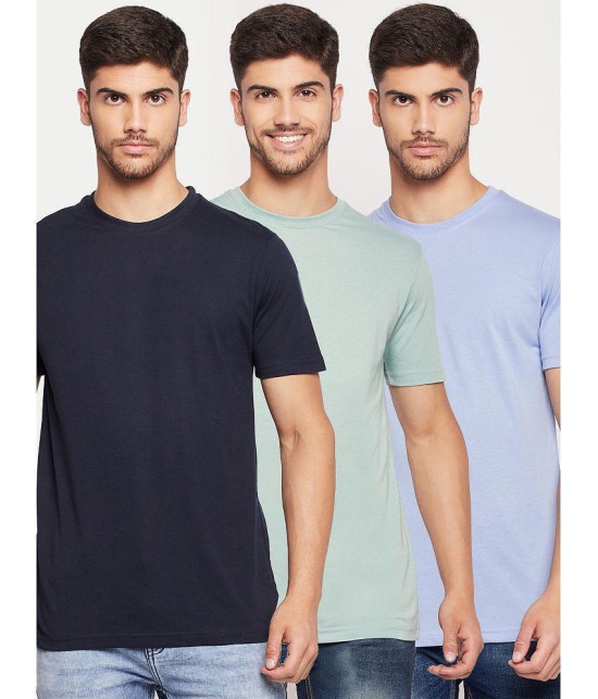 UNIBERRY - Sea Green Cotton Blend Regular Fit Mens T-Shirt ( Pack of 3 ) - None