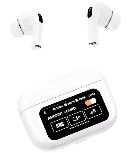 VEhop A9 TouchScreen ANC Bluetooth True Wireless (TWS) In Ear 32 Hours Playback Active Noise cancellation IPX4(Splash & Sweat Proof) White