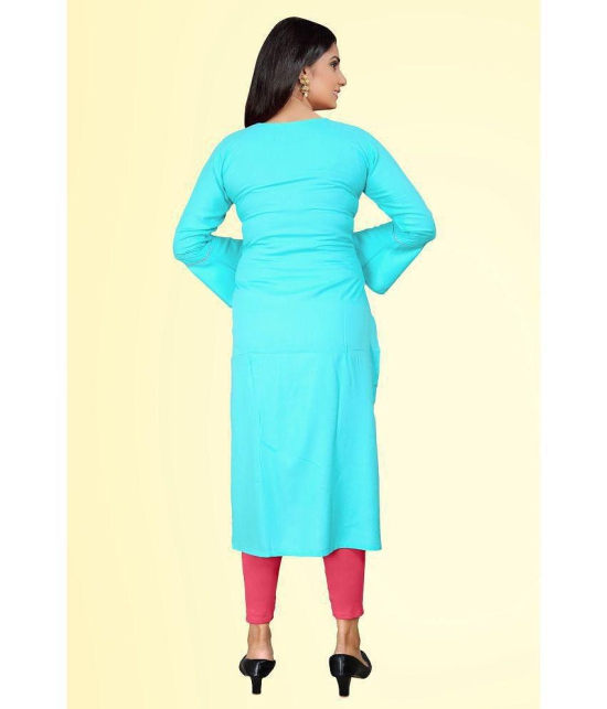 haya fashion - Turquoise Rayon Women's Straight Kurti ( Pack of 1 ) - None