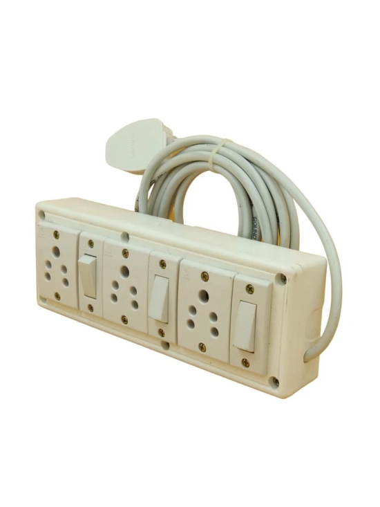 INDRICO Junction Box with Individual Switch 3+3 (Max. rating 1200W) PVC White Pack of 1