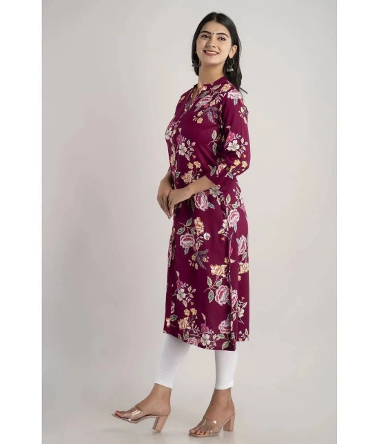 MAUKA - Purple Rayon Womens Front Slit Kurti ( Pack of 1 ) - None