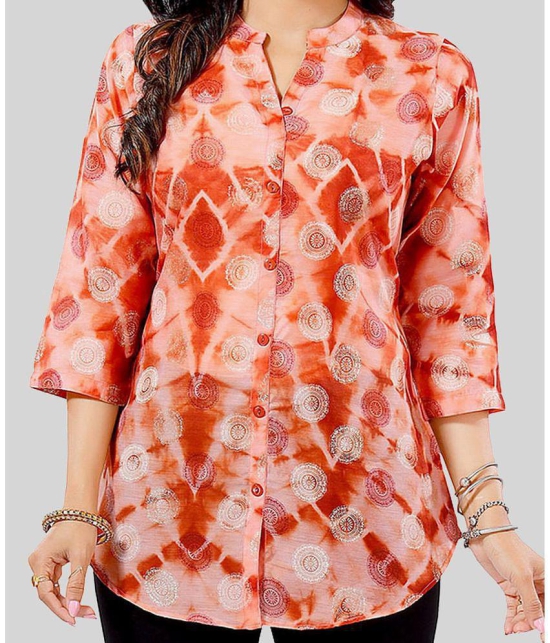 Meher Impex - Pink Silk Women's Shirt Style Top ( Pack of 1 ) - None