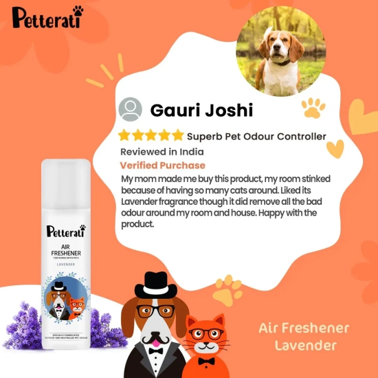 Petterati Lavender Air Freshener (250ml) Fight & Neutralize Pet Odours | Leave Your Surroundings Smelling Fresh