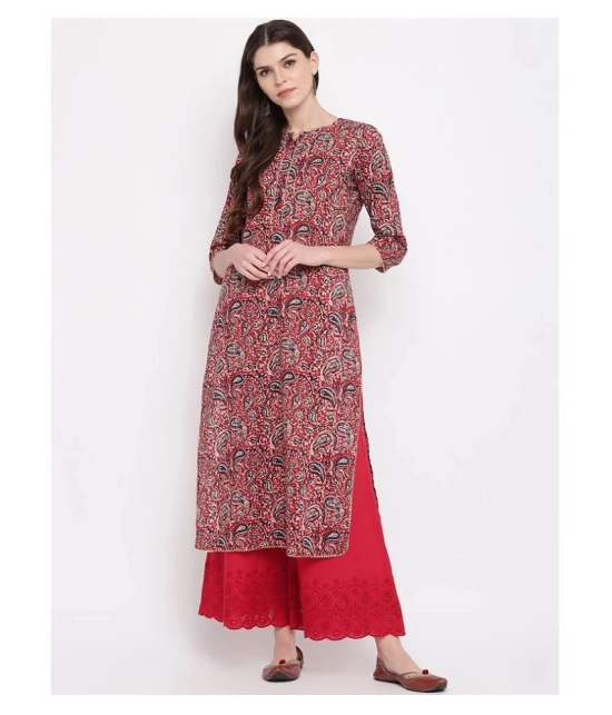 Vbuyz Red Cotton Straight Kurti - XL