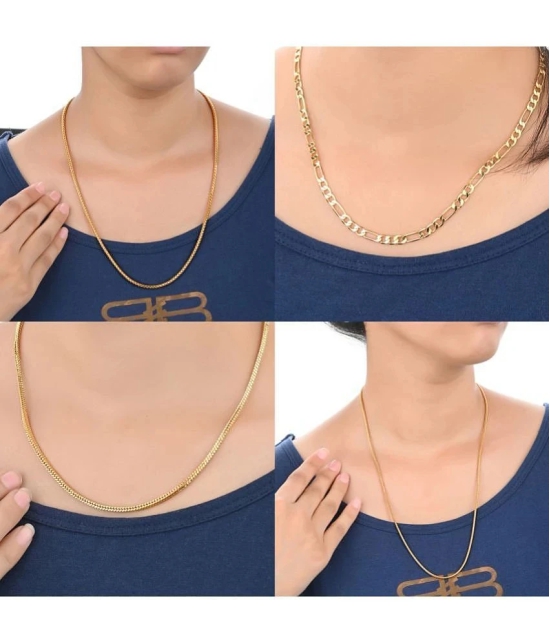 AanyaCentric Combo of 4 Gold Plated 22inches Long Fashion Chain - None