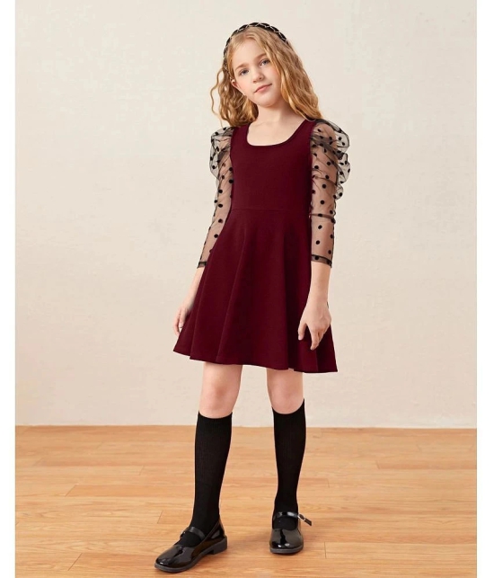 Addyvero - Maroon Cotton Blend Girls Fit And Flare Dress ( Pack of 1 ) - None