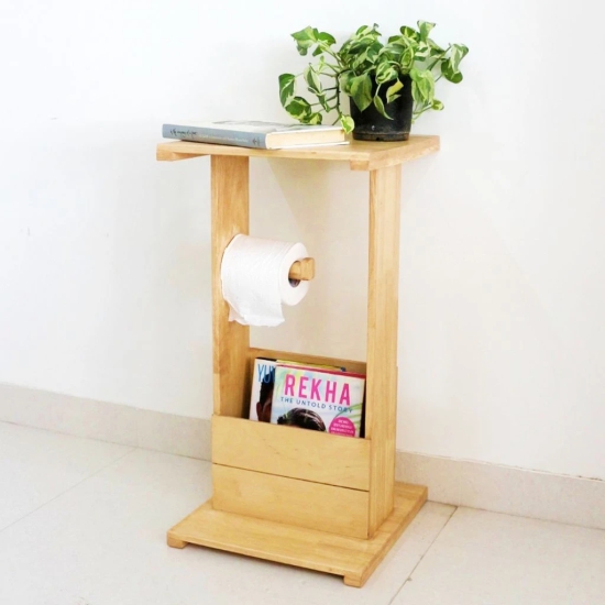 BARISH Home DECORS - Bathroom Organiser Floor Standing | Wooden Bathroom Organiser | Handcrafted with Rubberwood | Superior Finish & Unique Contemporary Design | 24 x 12 x 12 Inches