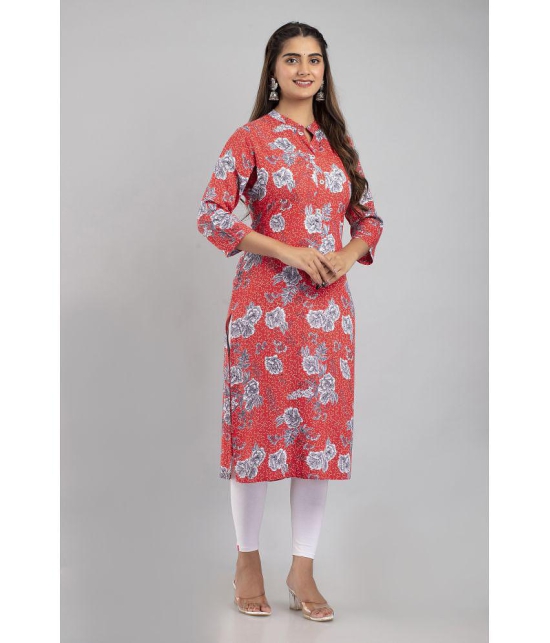 MAUKA - Red Rayon Women's Straight Kurti ( Pack of 1 ) - None