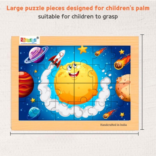 SHANAYA 2-in-1 Wooden Jigsaw Puzzles for Kids - Educational Montessori Toy, Tetris and Geometric Shapes, Interactive Learning Games (Solar System + Space Astronaut)