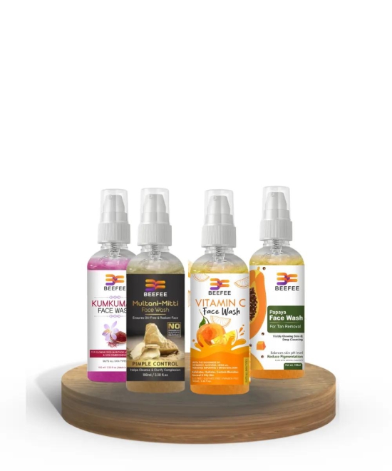 BEEFEE FACE WASH KIT (KUMKUMADI, MULTANI MITTI, PAPAYA & VITAMIN-C FACE WASH)