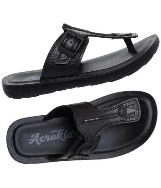 Aerokids Stylish Fashion Slipper for Boys | Comfortable | Lightweight | Anti Skid | Casual Office Footwear (CS95_BLACK_36) - None