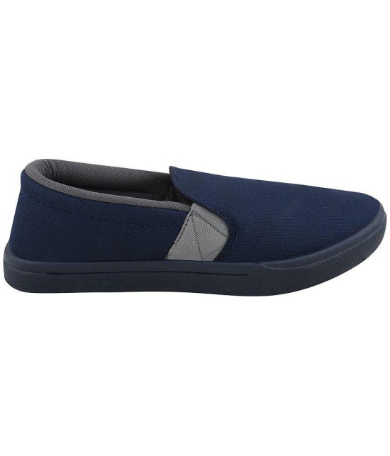 Stanfield SF CANVAS Navy Blue/Grey Shoes - Blue Mens Slip-on Shoes - None