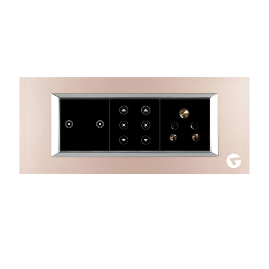 L&G 6M Smart Touch Switch Board | Dimmer Switch Phase Cut Technology | German Technology Meets Indian Standards (Size: 6M- 220 X 90 X 45 Mm)-Bronze / Glass