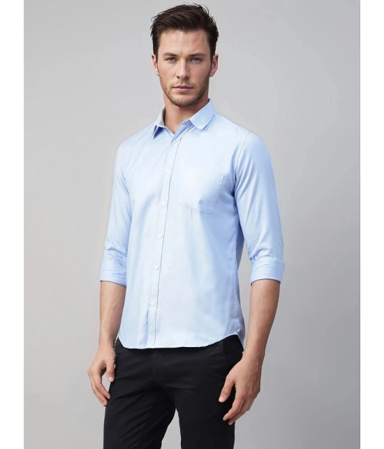 UrbanMark Cotton Blend Slim Fit Solids Full Sleeves Mens Casual Shirt - Light Blue ( Pack of 1 ) - None