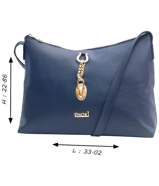 Enoki - Blue Faux Leather Hobo Bag - Blue