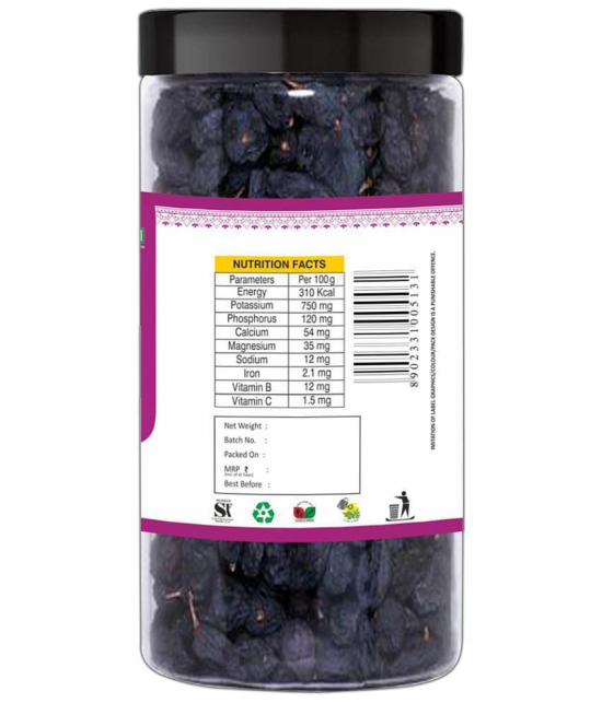 YUM YUM Premium Dried Black Raisins Kishmish 1kg (Pack of 4 - 250g Jar Each)