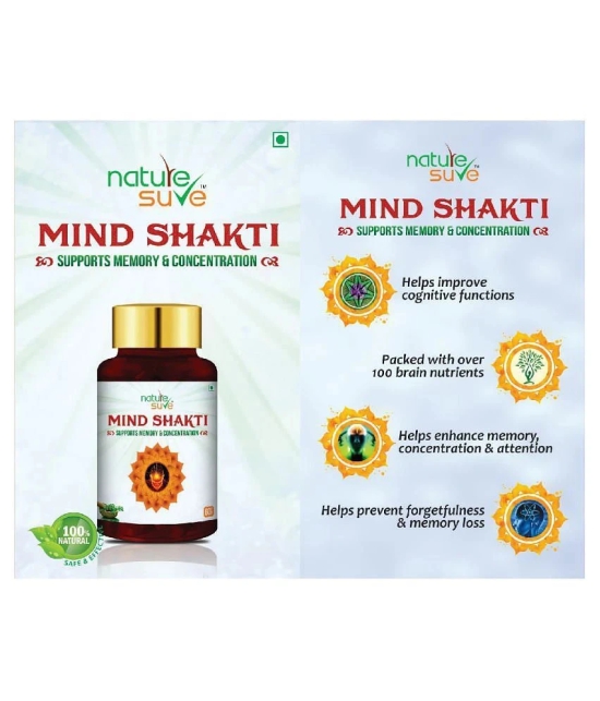 Nature Sure Mind Shakti Tablets For Memory & Concentration Pack of 4 - 60 Tablets Each