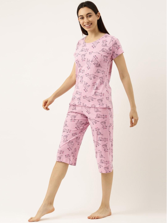 Women T-shirt & Capri Nightsuit-XXL / Pure Cotton