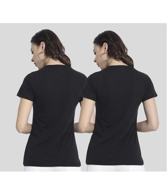 CHOZI - Black Cotton Regular Fit Womens T-Shirt ( Pack of 2 ) - None