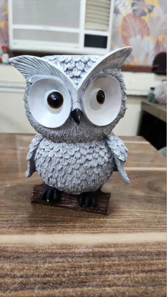 Unique International Marble Powder Owl Statue White