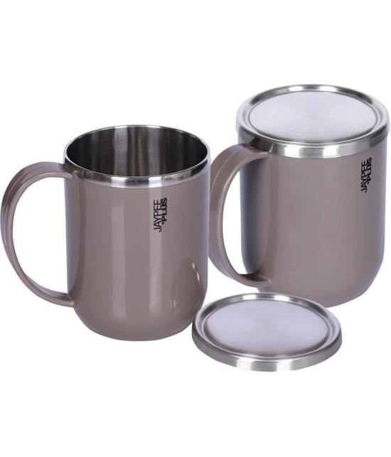 Jaypee Plus CUPSHUP MUG Solid Stainless Steel Milk Mug 800 mL ( Pack of 2 ) - Dark Grey